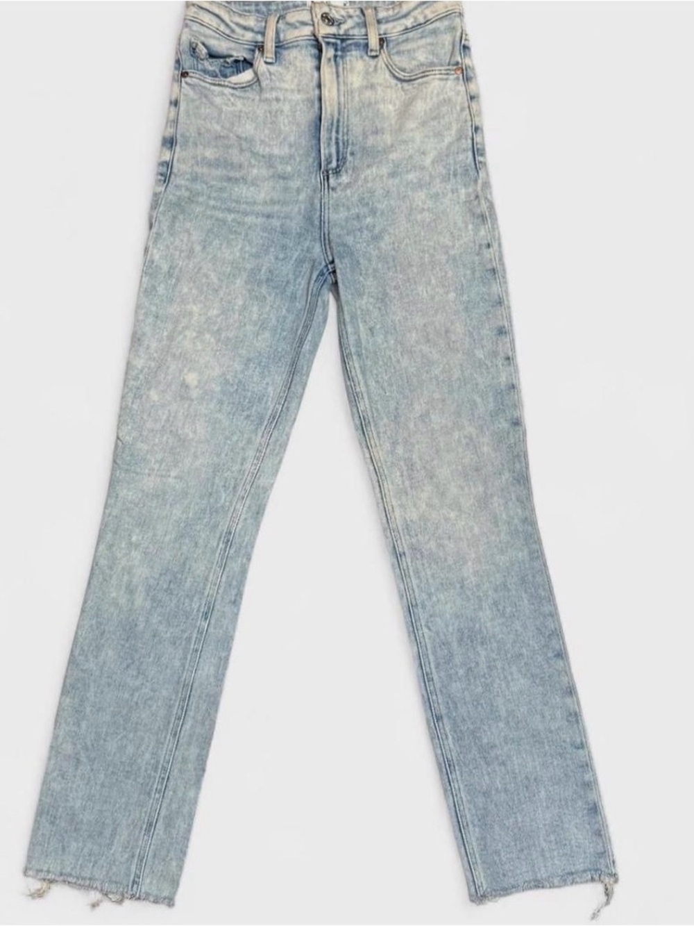 PAIGE Cindy High Rise Straight Leg Jeans Women’s 26 Light Wash Raw Hem - Picture 2 of 6